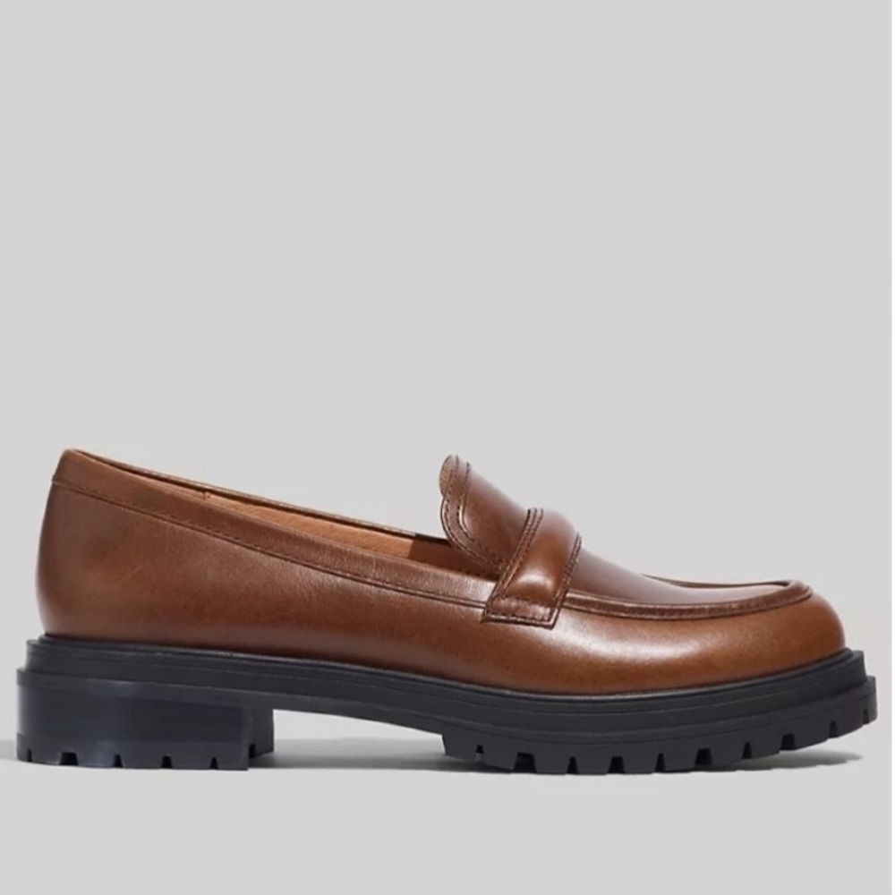 Madewell Brown Leather Lug Sole Loafers